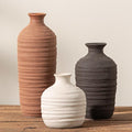 Ceramic Vase Set of 3 Neutral Decorative Vase for Farmhouse, Boho, or Rustic Home Decor Pottery Vases for Pampas Grass Living Room Bedroom Table Mantel Entryway Shelf (01-Brown)