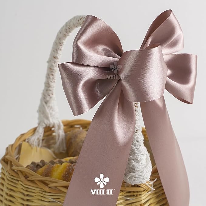 MEEDEE Dusty Rose Satin Ribbon 2 Inch Dusty Pink Ribbon Lux Double Faced Ribbons by 25 Yards Silk Satin Ribbons for Gift Wrapping, Weddings, Flower Bouquet, Holiday Decorating