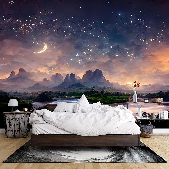 Floral Forest Wall Murals Peel and Stick Forest murals Removable Waterproof Large Wallpaper for Living Room Bedroom (Color-14, 137×98 inch)
