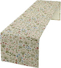 Vintage Floral Table Runner, Country Botanical Flower Farmhouse Home Decor Table Runner for Kitchen Dining Picnic Decoration, 13x120 Inch