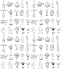 WOCRAFT 60pcs Bright Silver Wine Bracelet Charms for Jewelry Making Sets DIY Necklace Bracelet Keychain Crafting Charms Kit Craft Supplies (SN873)
