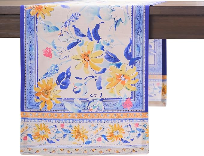 Maison d'Hermine Table Runner 100% Cotton Single Layer Table Runners 108 inches Long Decorative for Home Kitchen Dining Party Baby Shower Wedding Bridal Shower Spring Summer (Girassol,14.50" x 108")