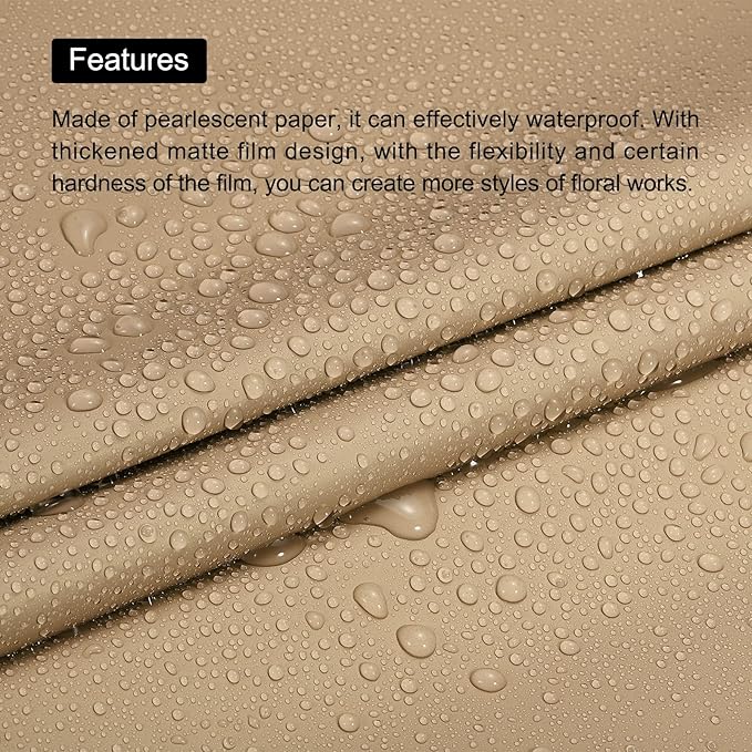 MECCANIXITY 10 Pcs Flower Wrapping Paper 22.8x22.8 Inch Waterproof Florists Wrapping Paper for Florist Bouquet Supplies, DIY Crafts, Gift/Gift Box Packaging Brown