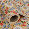 Aimyoo Watercolor Floral Kraft Wrapping Paper Roll, 17 inch x 16.4 ft All Occasion Vintage Flower Gift Wrap for Wedding Birthday Bridal Shower