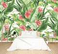 Banana Leaf Wallpaper Pink Floral Plant Girls Bedroom Botanical Flowers murals Aesthetic Room Decor Living Room tv Background Large Wall Mural - 137"x96" Not Peel and Stick
