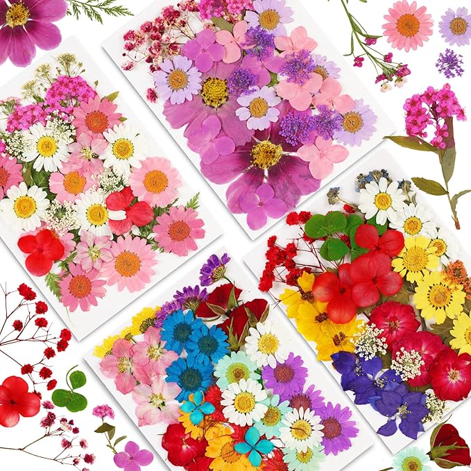 Augshy 141Pcs Dried Pressed Flowers for Resin, Natural Dried Flowers Real Pressed Flower for Crafts, Resin Mold Scrapbooking, Candle, Soap Making DIY, Epoxy Resin Supplie