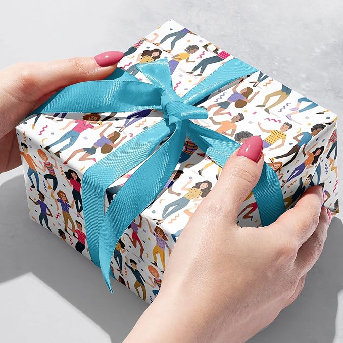 Jillson Roberts Bulk Gift Wrap, Everyday Gift Wrapping Supplies, Dance Party, 1/2 Ream 417 feet x 24 inches