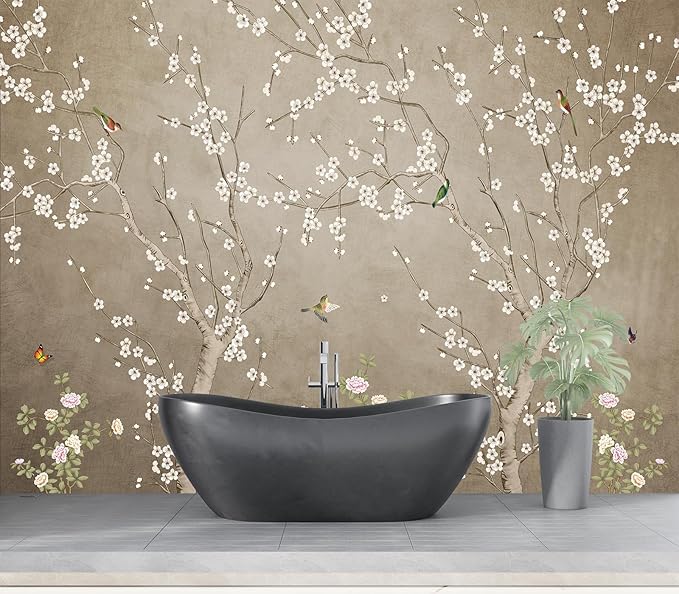 Eierme-Chinoiserie Wall Decor. Background Wall China Style Mural Wallpaper Peel and Stick 90" x 67"