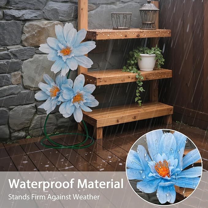 Giant Daisy Fake Flowers for Decoration,37.8" Large Faux Daisy,Big Artificial Flower with Stand for Home Decor,Garden,Hotel,Office,Photography Props,Wedding,Art Gallery,Shop Window Display(Blue)