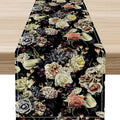 Gothic Floral Table Runner, Vintage White Blue Floral Boho Flower Garden Botanical Spring Seasonal Print Table Center Decor for Family Kitchen Table Decorations Indoor Outdoor 13x108 inch