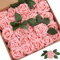 Artificial Flowers Roses 50pcs Pink Roses Wedding Decoration Real Looking Fake Roses w/Stem for DIY Wedding Bouquets Centerpieces Arrangements Party Baby Showers Home Decorations (Peach Pink, 50 pcs)