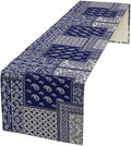 Boho Patchwork Table Runner, Blue White Bohemian Paisley Floral Vintage Farmhouse Table Runner for Kitchen Dining Home Party Holiday, 13x108 Inch