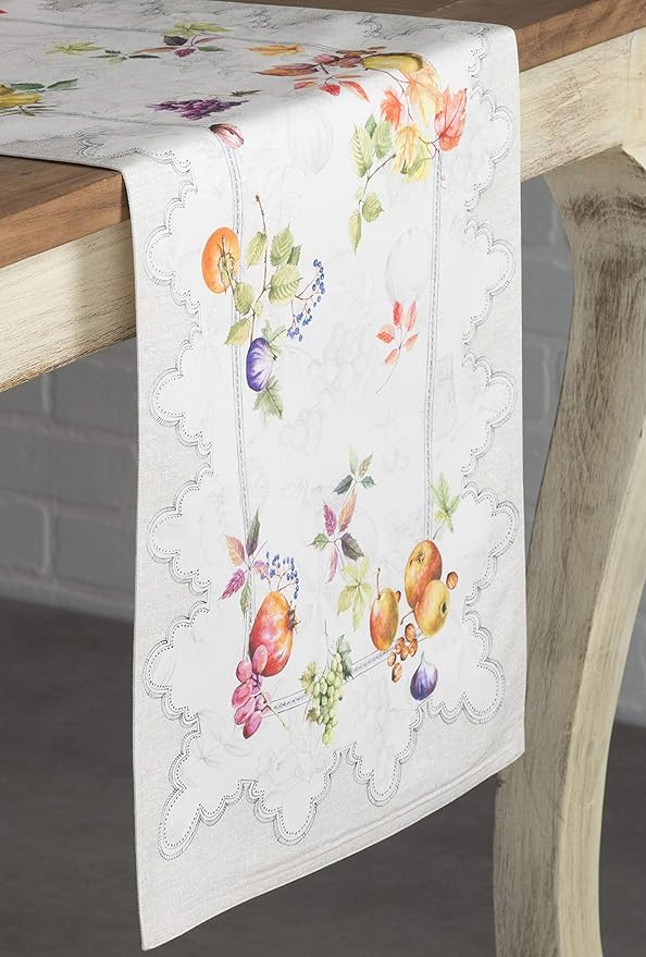 Maison d' Hermine Table Runner 100% Cotton Double Layer Table Runners 72 inches Long for Thanksgiving Christmas Decorations Home Kitchen Dining Party Wedding (Fruit D'Hiver, 14.5" x 72")