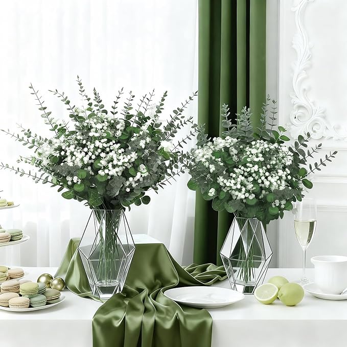 110 Pcs Artificial Eucalyptus Stems, Babys Breath，Bulk Artificial Flowers, Artificial Eucalyptus Leaves, Faux Greenery - DIY Wedding Bouquets, Centerpieces, Vase Filler, Farmhouse Decor