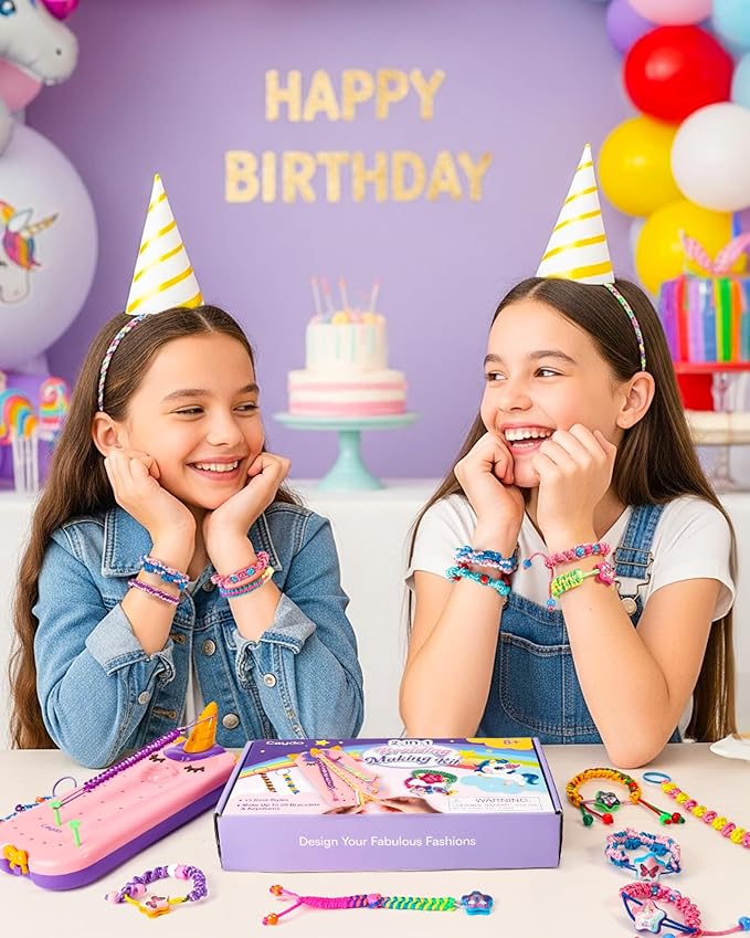 Caydo Bracelet Maker, Unicorn Friendship Bracelet Making Kit for Girls 8-12 Years Old Birthday Christmas Gifts, 2 in 1 Bracelet Keychain Kits for Kids DIY Arts and Crafts Toy for Ages 8+
