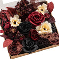 Ling's moment Fake Flowers Box, Faux Artificial Greenery Stems Foam Roses Dahlia Anthurium Silk Hydrangea Fabic Flower for Centerpieces Bouquet Wedding Vase Decorations, Burgundy & Black, Grand Combo