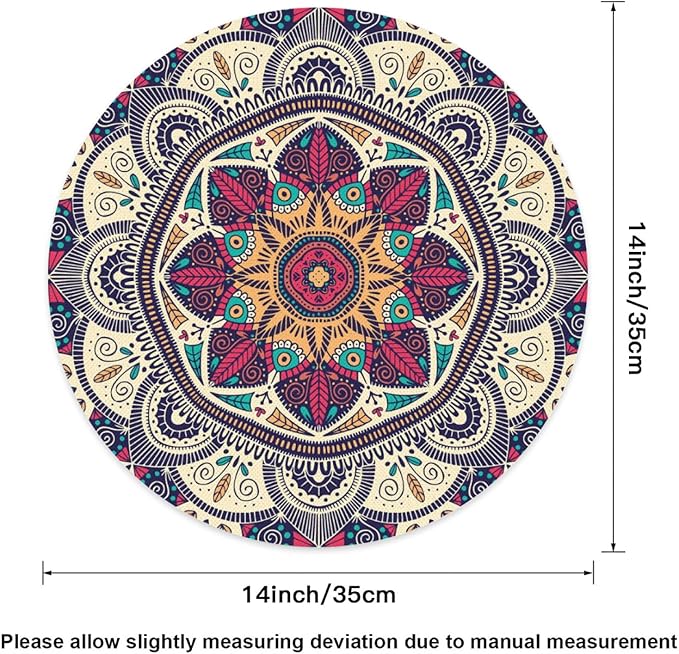 Mandala Round Placemat Set of 4 Elegant Linen Table Mats for Dining, Heat Resistant, Stain Resistant Perfect for Dinner Parties, Restaurants, and Everyday Use