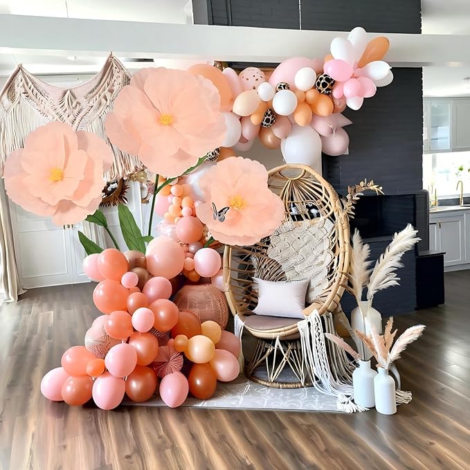 5.8 Ft Giant Artificial Flowers,Large Paper Flower,Huge Poppy Flowers Decoration for Wedding,Hotel,Office,Window Display and Home Farmhouse Decor(Champagne)