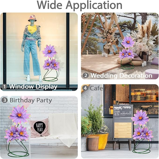 Large Daisy Faux Flowers for Decorations, 3 Pcs Giant Artificial Daisy Flower with Adjustable Stand for Home Decor Garden,Hotel,Office,Photography Props,Wedding,Art Gallery,Shop Window Display(Purple)