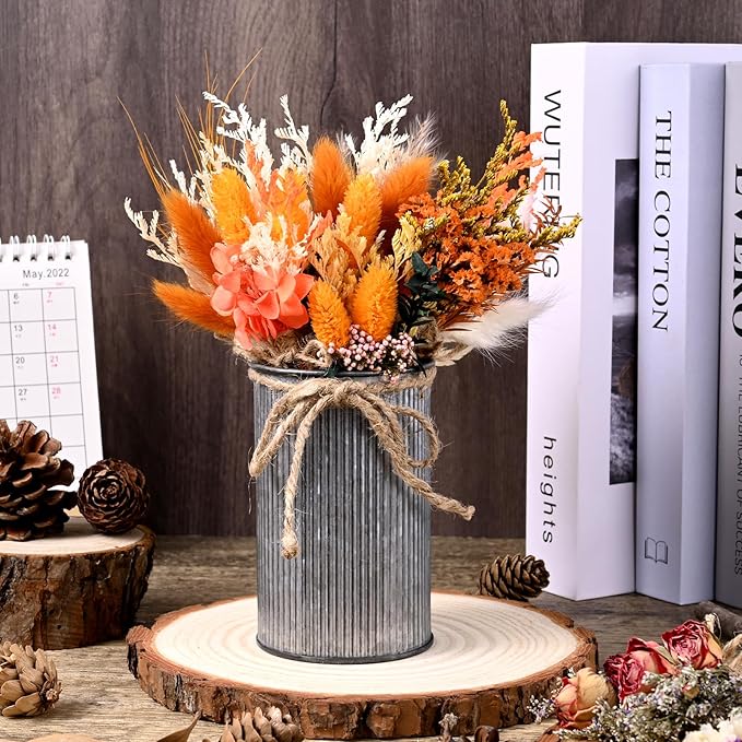 10 Pack Dried Flower Bouquets Mini Dried Flower with Stem Dried Embossing Natural Flower Bundles Artificial Flower Dried Floral Arrangement for Vase DIY Wedding Decor (Orange Series)