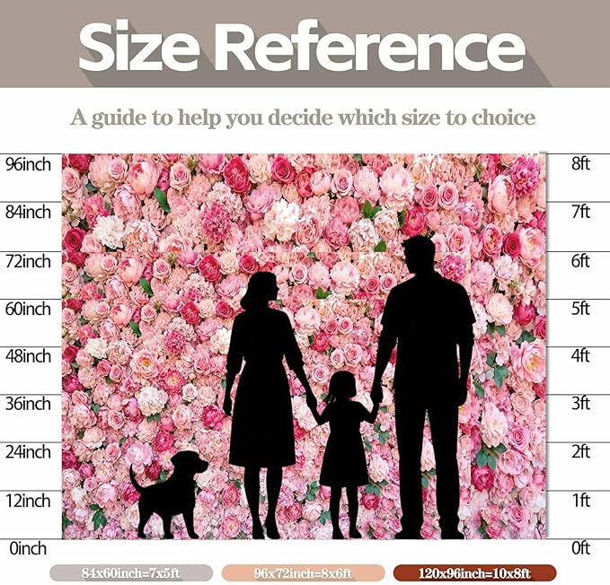 10x8ft Flower Photo Backdrop Flowers Wall Pink Rose Floral Spring Photography Backdrops for Pictures Newborn Wedding Bridal Shower Birthday Party Banner Decor Supplies Vinyl Photo Studio Props