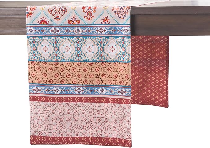Maison d' Hermine Table Runner 100% Cotton Double Layer Table Runners 72 inches Long for Thanksgiving Christmas Decorations Home Kitchen Dining Party Wedding (Romane, 14.5" x 72")