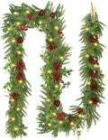 2PCS 6FT Christmas Decorations Cedar Garland, Realistic Soft Pine Wreath, Artificial Green Faux Cedar Pine Garland for Fireplace Mantle Indoor Outdoor Holiday Party Home Decor(2,6FT)