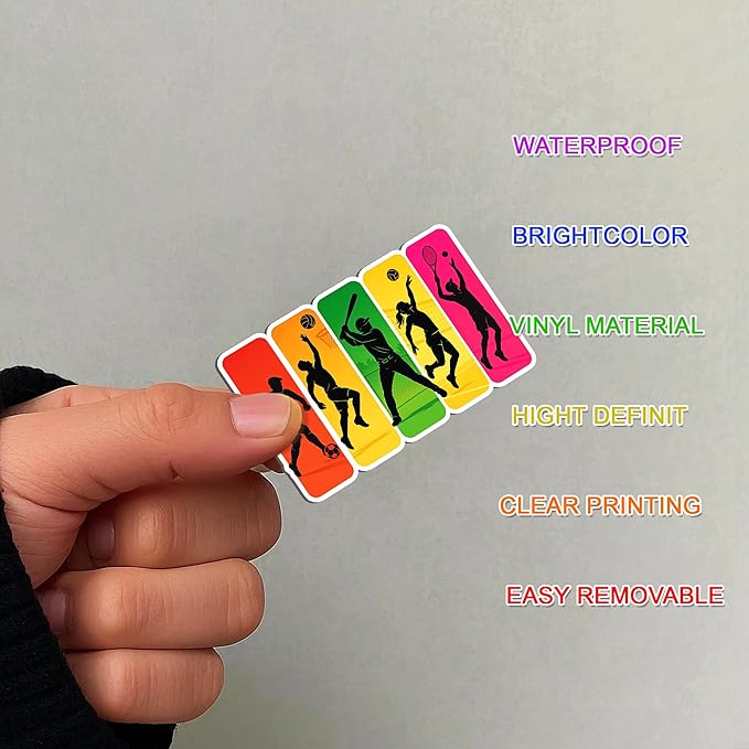 100 PCS Sports Collage Stickers Pack, Vinyl Waterproof Decals of Soccer Basketball Baseball Tennis Football Hockey Bowling, Motivational Gift for Teens Adults Wall Laptop Water Bottle