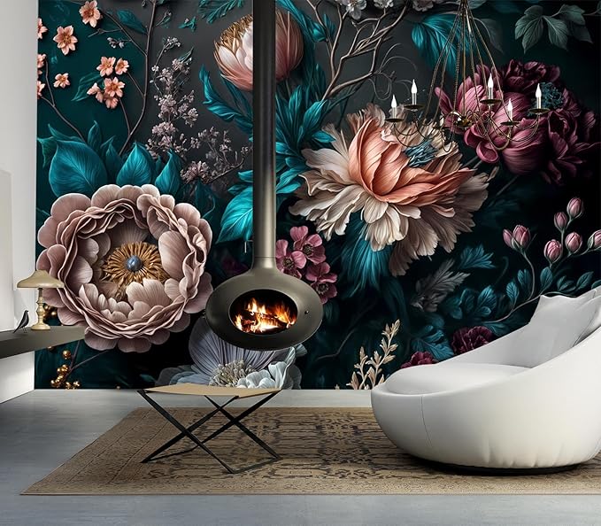 Cliouar-Peony Flowers Mural Wallpaper Peel and Stick 90" x 67"