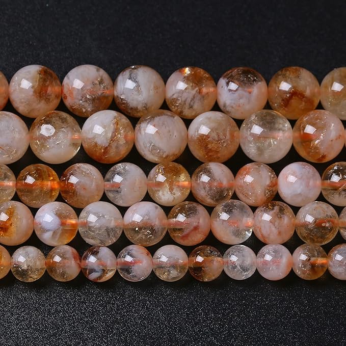 12MM 32PCS Natural Stone Citrine A Grade Quartz Crystal Loose Beads for Jewelry Making DIY Bracelet Necklace 1 Strand 15’’