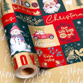 MAYPLUSS Christmas Wrapping Paper - 17 Inch X 33 Feet - Santa Claus Reversible Merry Christmas Gift Wrapping Paper, Metallic Foil Thick Gift Wrap Paper for Holiday Party New Year Kids