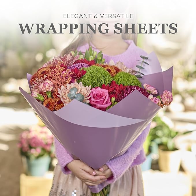 the florist Supply 20 Sheets Premium Flower Wrapping Paper | Waterproof Flower Wrapping Paper for Bouquets | Double Sided Floral Bouquet Sheets | DIY Gifts Colorblend Lilac Dreams