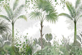 Woods Botanical Landscape Mural, Green Leafy Botanical Wallpaper, Suitable for Bedroom, Living Room, Bathroom Background Wall Decoration（Non-self-Adhesive）