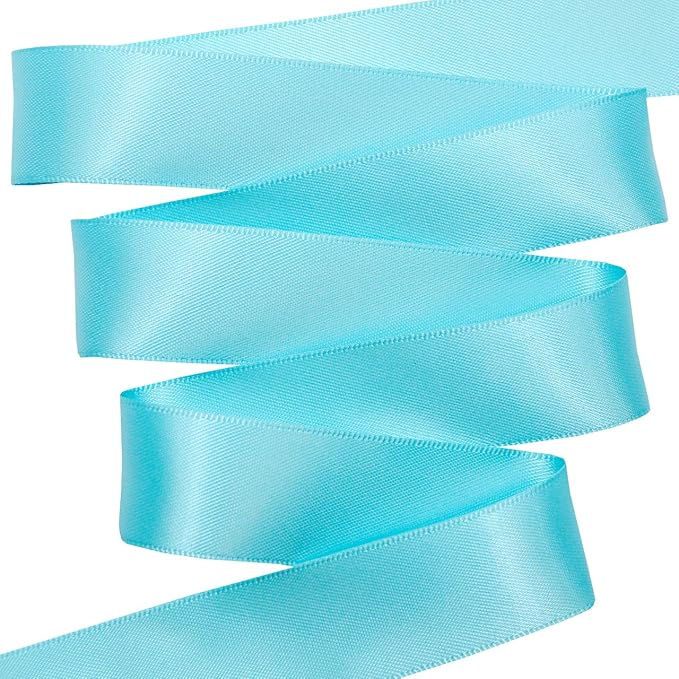 Morex Ribbon Double Face Satin Polyester Ribbon, 7/8" x 50 Yd, Misty Turquoise, Silk Ribbons for Gift Wrapping, Birthday Gifts, Satin Dress for Women, Crafts, Wedding