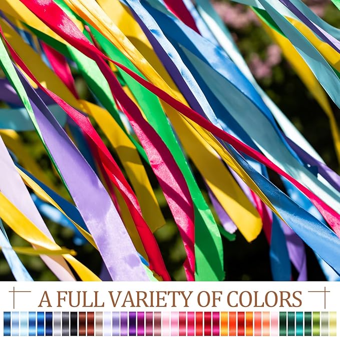40 Rolls Satin Ribbons Colorful Fabric Ribbons Assorted Solid Rainbow for Gift Wrapping Bows Crafts DIY Bouquet Christmas Wedding Shower Decor(1.57'' Wide,200 Yd Long,Multicolor)