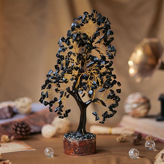 Black Tourmaline - Crystal Tree for Positive Energy - Crystals - Healing Chakra Tree - Healing Crystals - Healing Stones - Crystal Gifts, Spiritual Gifts, Viking Decor, Tree of Life, Black Tourmaline