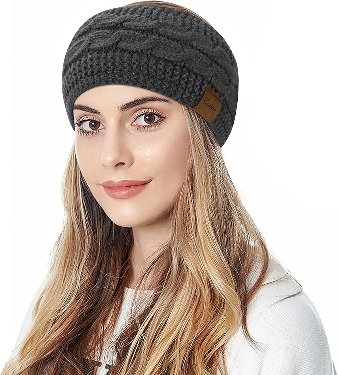 Loritta Womens Ear Warmers Headbands Winter Warm Fuzzy Cable Knit Head Wrap Fleece Lined Gifts