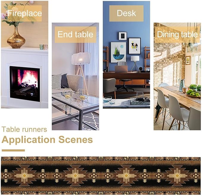 Aztec Table Runner Southwestern Native Vintage Geometric Pattern Table Runner Retro Country Table Dinner Decoration 13x90 Inch