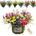 Artificial Flowers Wild Daisy Plant Lifelike UV Resistant Fake Plastic Silk Flowers Indoor Outside Hanging Plants Mixed Colors Garden Home Office Decor (12)