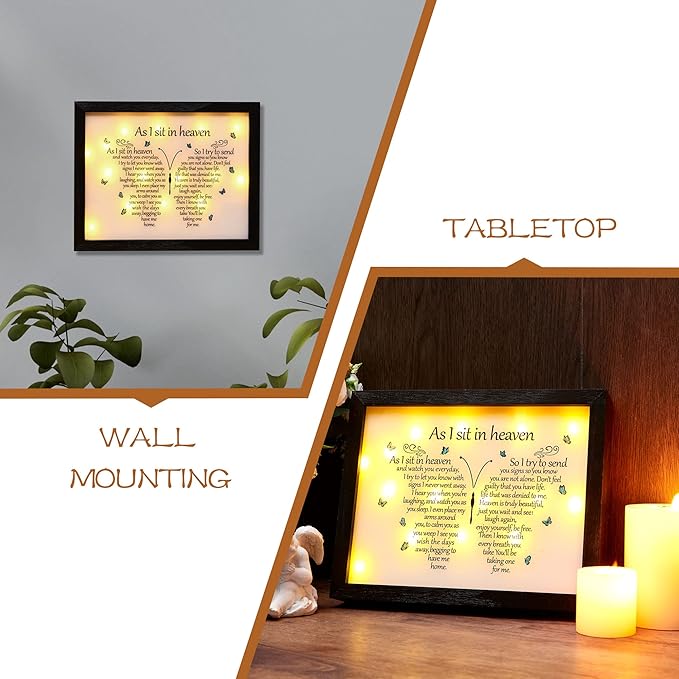 WOODEXPE Sympathy Gift LED Memorial Shadow Box 8x10 Memorial Gifts for Loss of Loved One (Butterfly Black)