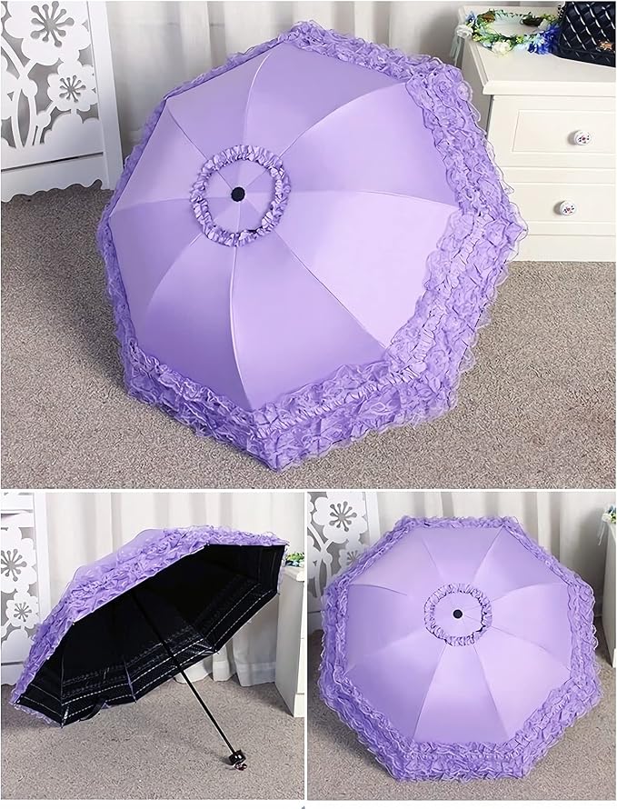 Vintage Lace Parasol Gothic Lolita Umbrella UV Sun Protection Witch Cosplay Photoshoot Props Party Decoration
