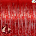 Keyali 2 Pack 3.3 * 8.3 ft Foil Curtain Metallic Tinsel Fringe Curtains Photo Booth Props Backdrop for Birthday Wedding Engagement Baby Shower Christmas Holiday Celebration Partyl,Red