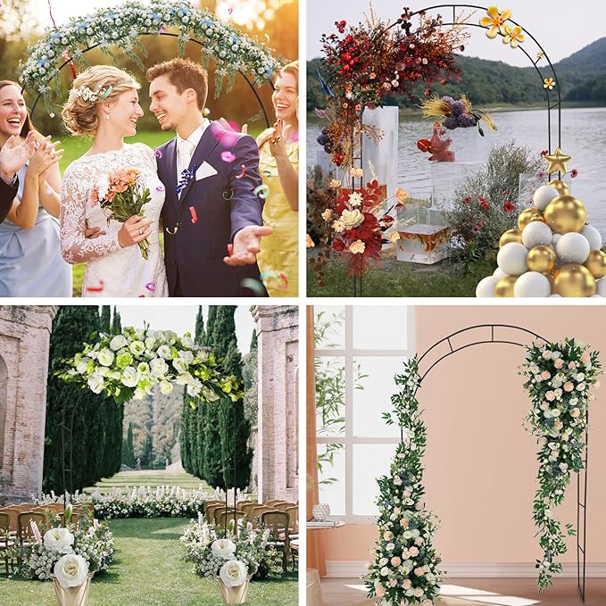 Adorox 7.5ft Garden Arch Trellis for Climbing Plants, Metal Arch Frame, Pumpkin Archway Outdoor Garden Arbors and Arches for Halloween Christmas Birthday Party Baby Shower Decoration(Black)
