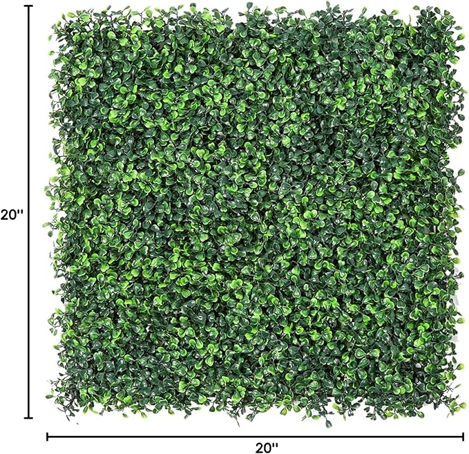Sunnyglade 12 Pieces 20"x 20" Artificial Boxwood Panels Topiary Hedge Plant, Privacy Hedge Screen Sun Protected Suitable for Outdoor, Indoor, Garden, Fence, Backyard and Decor (12PCS)