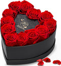 12 Preserved Roses in Heart-Shaped Box - Eternal Love Gift, Long-Lasting Roses for Her - Forever Flowers - Ideal for Valentine's Day, Anniversaries, Mother's Day - Elegant Display Box