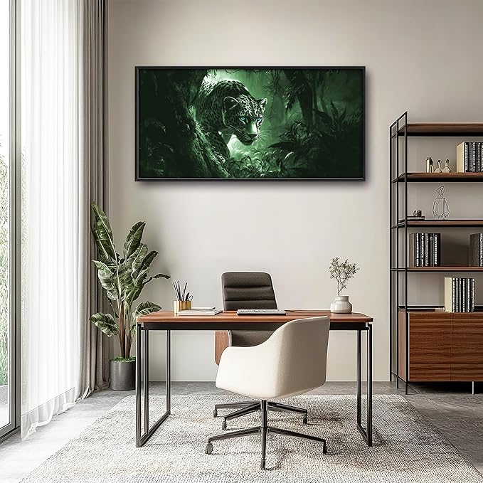 Forest Leopard Large Decor Framed Wall Art Animal Pictures for Living Room, Oversized Canvas Print Painting Modern Extra Large Framed Artwork for Bedroom Office Home Decor 60"x30"
