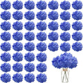 100PCS Artificial Hydrangea Flowers, Fake Flowers Silk Hydrangea Full Flowers Heads with Stems for Wedding Home Party Shop Baby Shower Decor (Bright Blue)