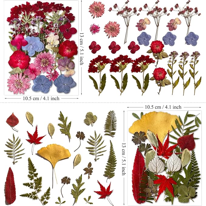 85Pcs Dried Pressed Flowers for Resin Molds, Real Natural Bulk Dry Floral Leave for DIY Art Crafts, Epoxy Jewelry, Candle, Soap Making, Nails Decors Gifts