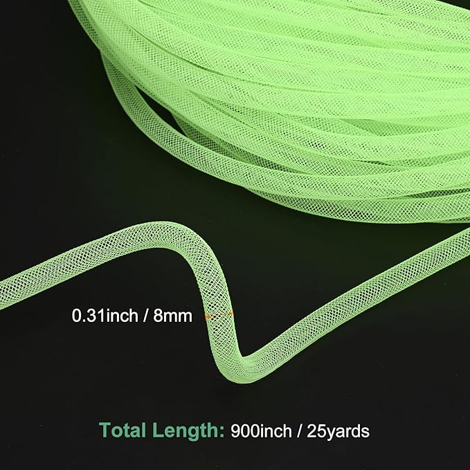 Mesh Tube Ribbon 25 Yards, 8mm Elastic Fabric Ribbons Mesh Tubing for Crafts/Gift Wrapping/Flower Bouquets/Wedding/Birthday/Holiday/Wreaths Christmas/Decoration[Light Green]