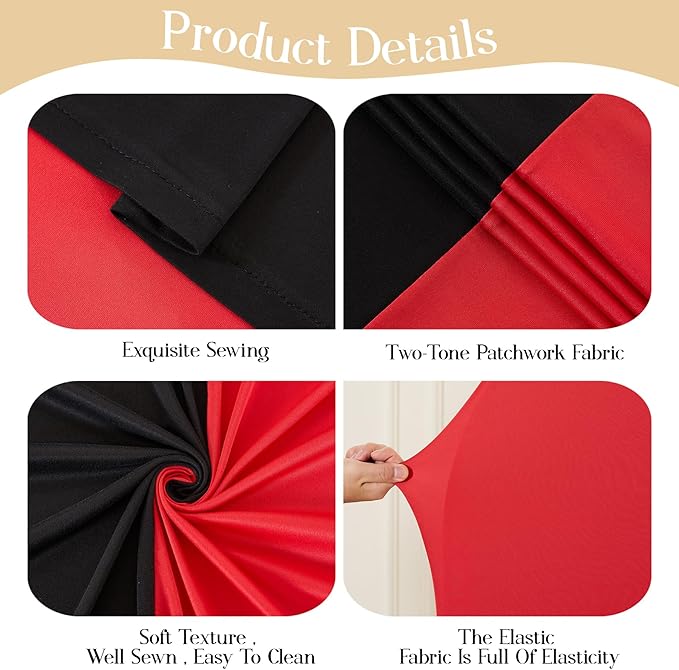 Black Red Arch Backdrop Cover Set of 2 Spandex Arch Covers 7.2 and 6ft Wedding Arch Stand Cover Bridal Baby Shower Photo Stretchy Backdrop Arch Cover Birthday Party Arch Covers